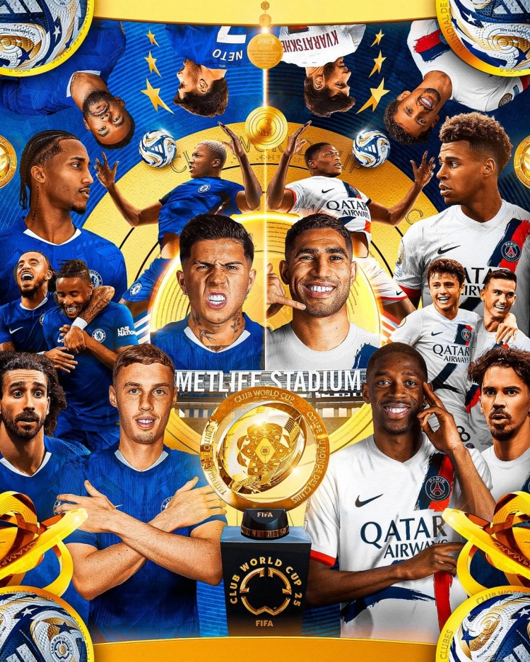 九游体育下载-世俱杯官方社媒发布决赛海报：帕尔默&amp;恩佐 VS 登贝莱&amp;阿什拉夫